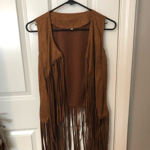 Faux Suede Tassel Vest